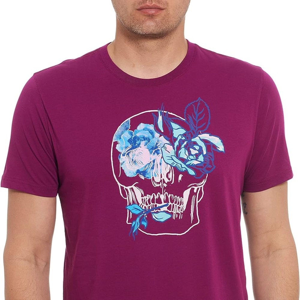 Y2K Mcbling Goth Grunge Robert Graham Mens Skull Knit Tshirt